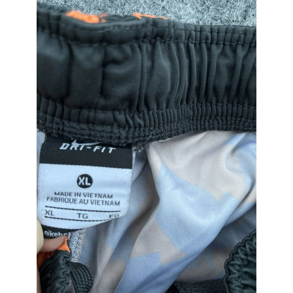 Nike Dri-Fit Boys Orange & Black Basketball Shorts With‎ Pockets Swoosh Size XL